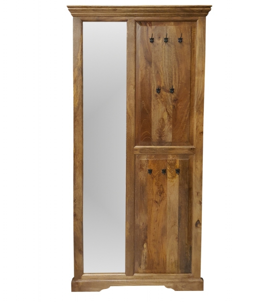 Großer hölzerner Kleiderbügel mit Spiegel NEW YORK mit Mango-Toffee  Großer hölzerner Kleiderbügel mit Spiegel NEW YORK mit Mango-Toffee